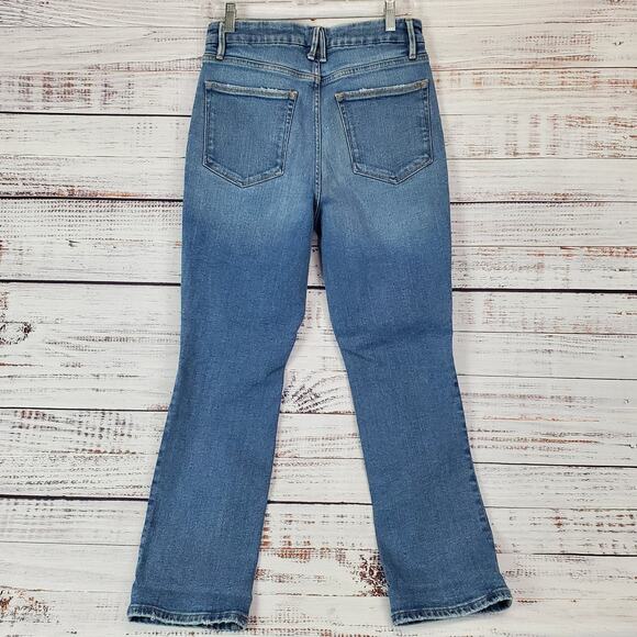 Good American High Rise Ripped Knee Jeans Straight Leg Gorpcore Grunge 6 (28) - Picture 3 of 12